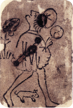 Myntknave fra en katalansk «maurisk» kortstokk, 1400–1420; oppbevares i dag ved Fournier-museet for spillkort i Álava (Spania). Wikimedia Commons, public domain.